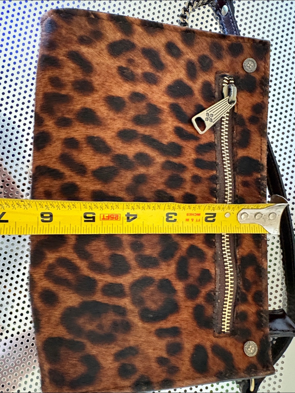 Patricia Nash Leopard Haircalf Shoulder Bag in Brown and Black Leopard Print - Picture 11 of 11